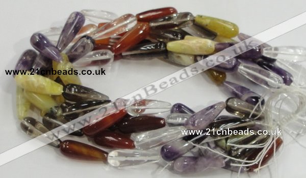 CMQ23 15.5 inches 10*30mm teardrop multicolor quartz beads