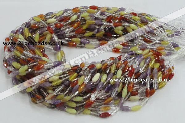 CMQ24 15.5 inches 5*10mm faceted rice multicolor quartz beads