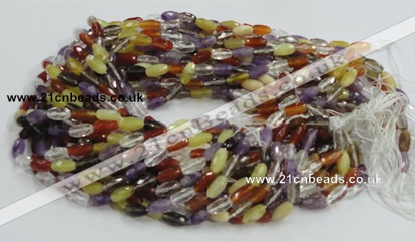 CMQ25 15.5 inches 6*12mm faceted rice multicolor quartz beads