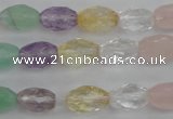 CMQ250 15.5 inches 8*12mm faceted rice multicolor quartz beads