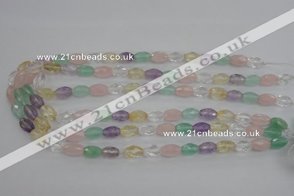 CMQ250 15.5 inches 8*12mm faceted rice multicolor quartz beads