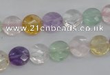 CMQ251 15.5 inches 10mm faceted coin multicolor quartz beads