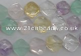 CMQ254 15.5 inches 10*10mm faceted diamond multicolor quartz beads