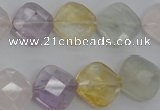 CMQ255 15.5 inches 14*14mm faceted diamond multicolor quartz beads