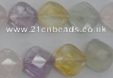 CMQ255 15.5 inches 14*14mm faceted diamond multicolor quartz beads