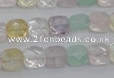 CMQ256 15.5 inches 10*10mm faceted square multicolor quartz beads