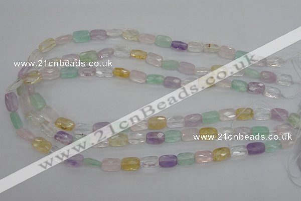 CMQ257 15.5 inches 8*12mm faceted rectangle multicolor quartz beads