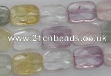 CMQ258 15.5 inches 10*14mm faceted rectangle multicolor quartz beads