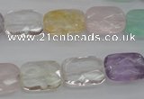 CMQ259 15.5 inches 12*16mm faceted rectangle multicolor quartz beads