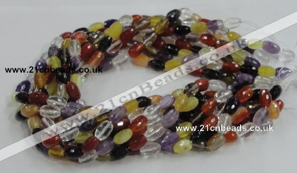 CMQ26 15.5 inches 8*12mm faceted rice multicolor quartz beads
