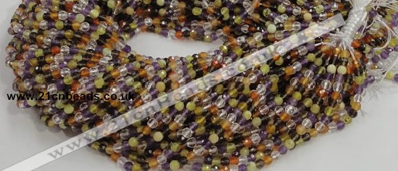 CMQ30 15.5 inches 4mm faceted round multicolor quartz beads