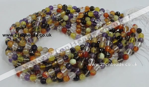 CMQ31 15.5 inches 6mm faceted round multicolor quartz beads