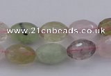 CMQ318 15.5 inches 10*14mm faceted rice mixed quartz beads