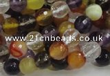 CMQ32 15.5 inches 8mm faceted round multicolor quartz beads