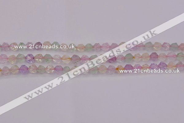 CMQ366 15.5 inches 6mm faceted nuggets mixed quartz beads