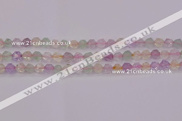 CMQ367 15.5 inches 8mm faceted nuggets mixed quartz beads