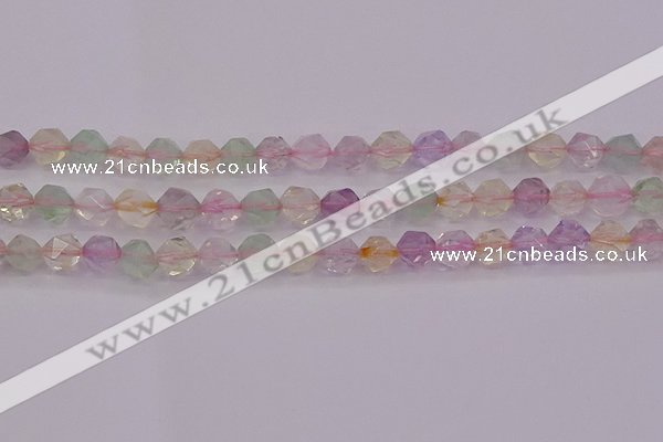 CMQ368 15.5 inches 10mm faceted nuggets mixed quartz beads