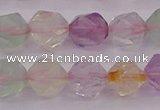 CMQ369 15.5 inches 12mm faceted nuggets mixed quartz beads