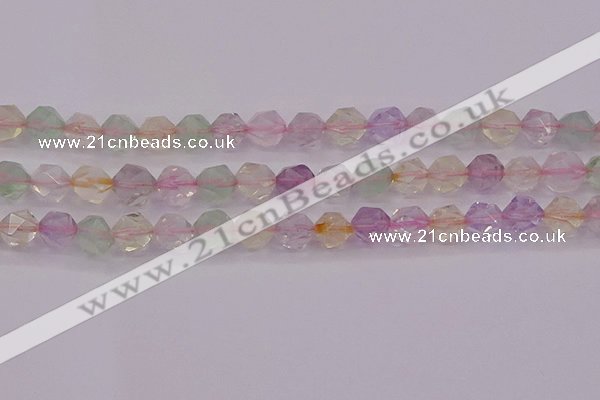 CMQ369 15.5 inches 12mm faceted nuggets mixed quartz beads