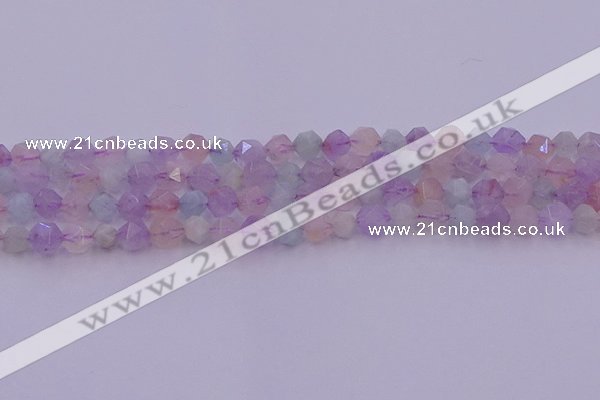 CMQ381 15.5 inches 6mm faceted nuggets mixed quartz beads