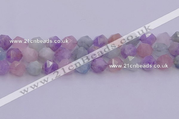 CMQ384 15.5 inches 12mm faceted nuggets mixed quartz beads