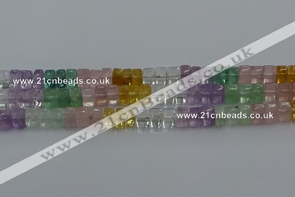 CMQ39 15.5 inches 6*10mm triangle mixed quartz beads wholesale