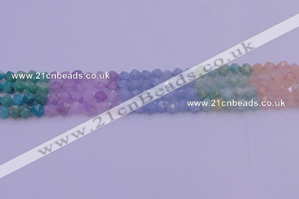 CMQ391 15.5 inches 6mm faceted nuggets mixed quartz beads