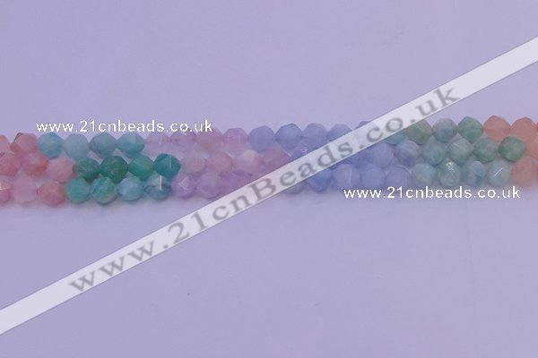 CMQ392 15.5 inches 8mm faceted nuggets mixed quartz beads