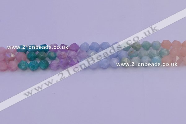 CMQ393 15.5 inches 10mm faceted nuggets mixed quartz beads