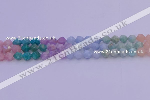 CMQ394 15.5 inches 12mm faceted nuggets mixed quartz beads