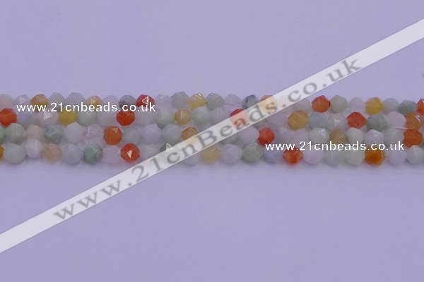 CMQ411 15.5 inches 6mm faceted nuggets mixed jade beads