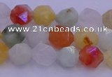 CMQ412 15.5 inches 8mm faceted nuggets mixed jade beads