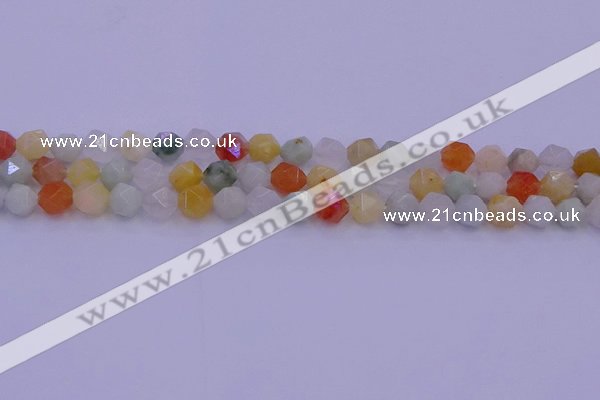 CMQ412 15.5 inches 8mm faceted nuggets mixed jade beads