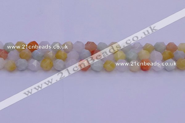 CMQ413 15.5 inches 10mm faceted nuggets mixed jade beads