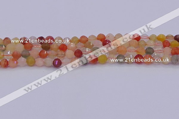 CMQ426 15.5 inches 6mm faceted round natural mixed quartz beads