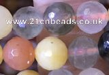 CMQ437 15.5 inches 8mm faceted round mixed rutilated quartz beads