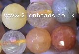 CMQ438 15.5 inches 10mm faceted round mixed rutilated quartz beads