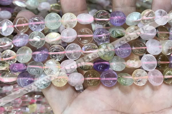 CMQ500 15.5 inches 10mm flat round colorfull quartz beads wholesale