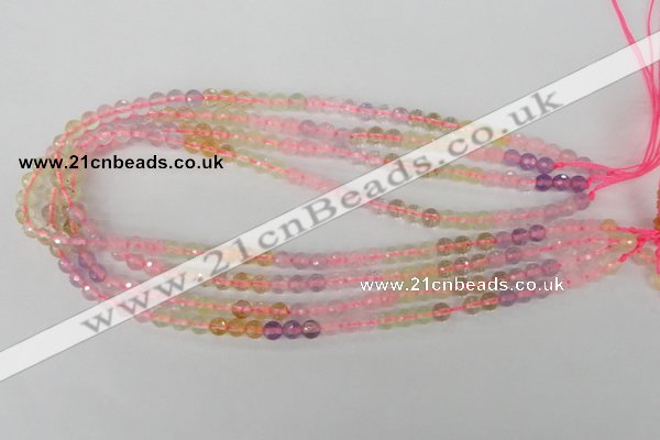 CMQ51 15.5 inches 6mm faceted round multicolor quartz beads