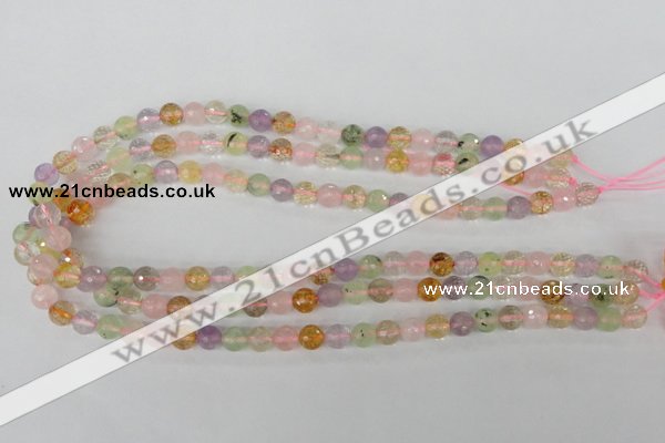 CMQ52 15.5 inches 8mm faceted round multicolor quartz beads