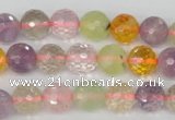 CMQ53 15.5 inches 10mm faceted round multicolor quartz beads