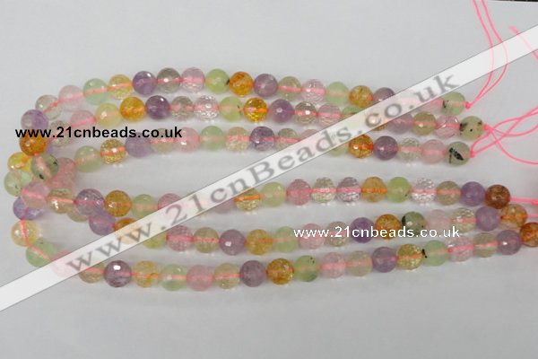 CMQ53 15.5 inches 10mm faceted round multicolor quartz beads