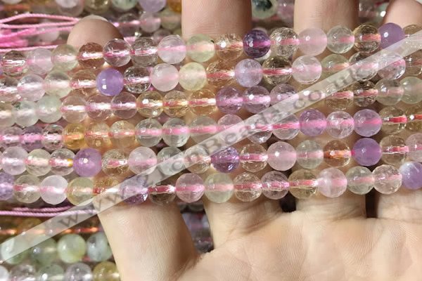 CMQ530 15.5 inches 6mm faceted round colorfull quartz beads