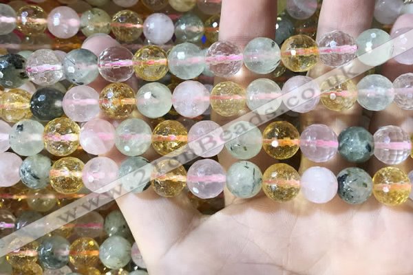 CMQ532 15.5 inches 10mm faceted round colorfull quartz beads