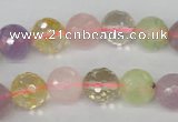 CMQ54 15.5 inches 12mm faceted round multicolor quartz beads