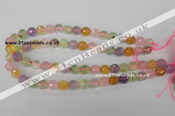 CMQ54 15.5 inches 12mm faceted round multicolor quartz beads