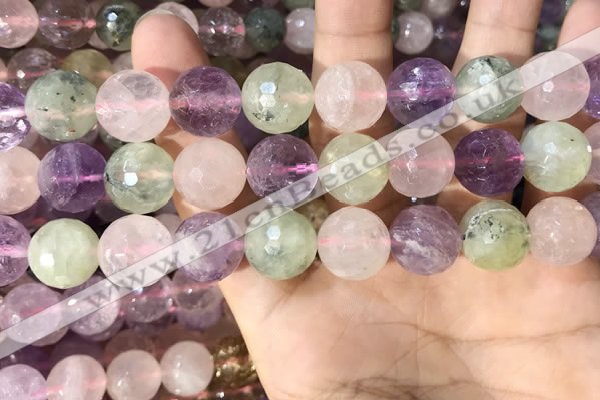 CMQ540 15.5 inches 14mm faceted round colorfull quartz beads