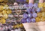 CMQ547 15.5 inches 14mm faceted round colorfull quartz beads