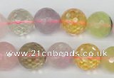 CMQ55 15.5 inches 14mm faceted round multicolor quartz beads