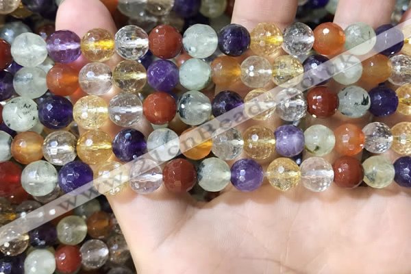 CMQ552 15.5 inches 8mm faceted round colorfull quartz beads